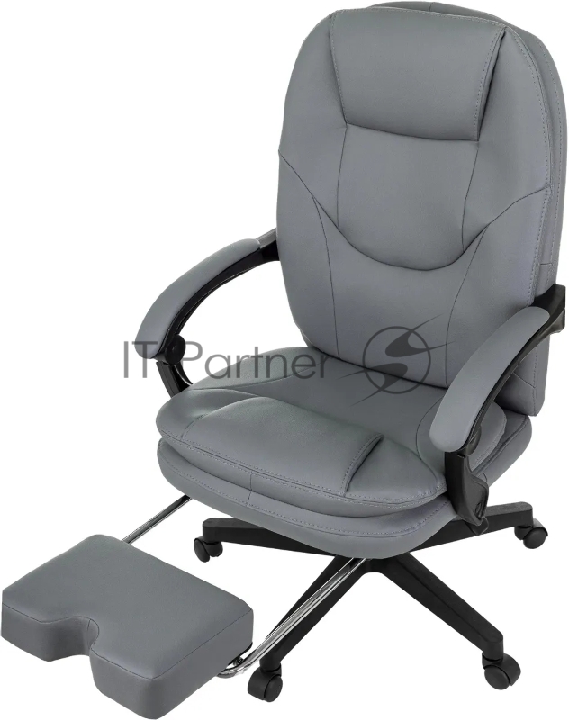 Кресло руководителя Бюрократ CH-868N-F серый эко.кожа крестов. пластик подст.для ног
