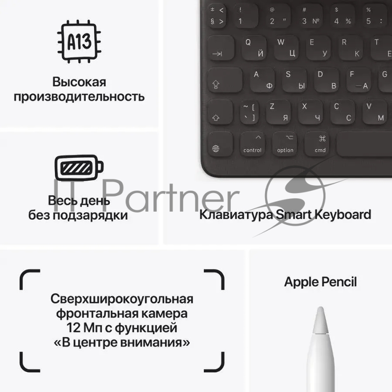 Планшет Apple iPad 2021 A2602 A13 Bionic 6С ROM64Gb 10.2 IPS 2160x1620 iOS серебристый 8Mpix 12Mpix BT WiFi Touch 10hr