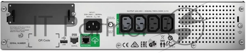 Источник бесперебойного питания APC Smart-UPS SMT750RMI2UC 500Вт 750ВА черный