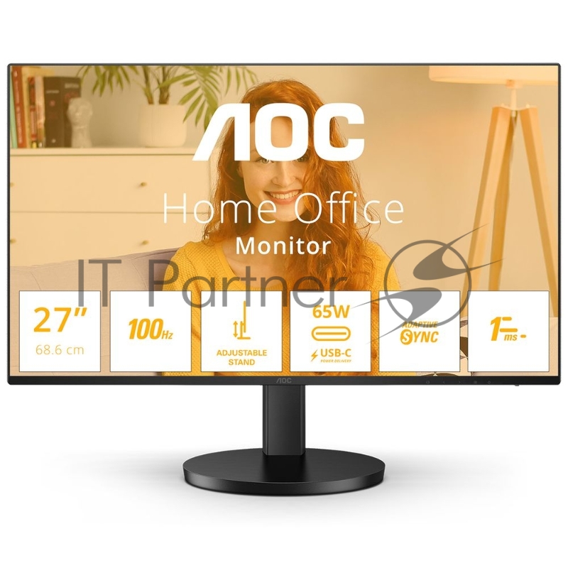 Монитор 27 AOC Q27B3CF2 Black (IPS, 2560x1440, HDMI+Type C, USB HUB, 4 ms, 178°/178°, 350 cd/m, 1300:1, 100Hz, MM)