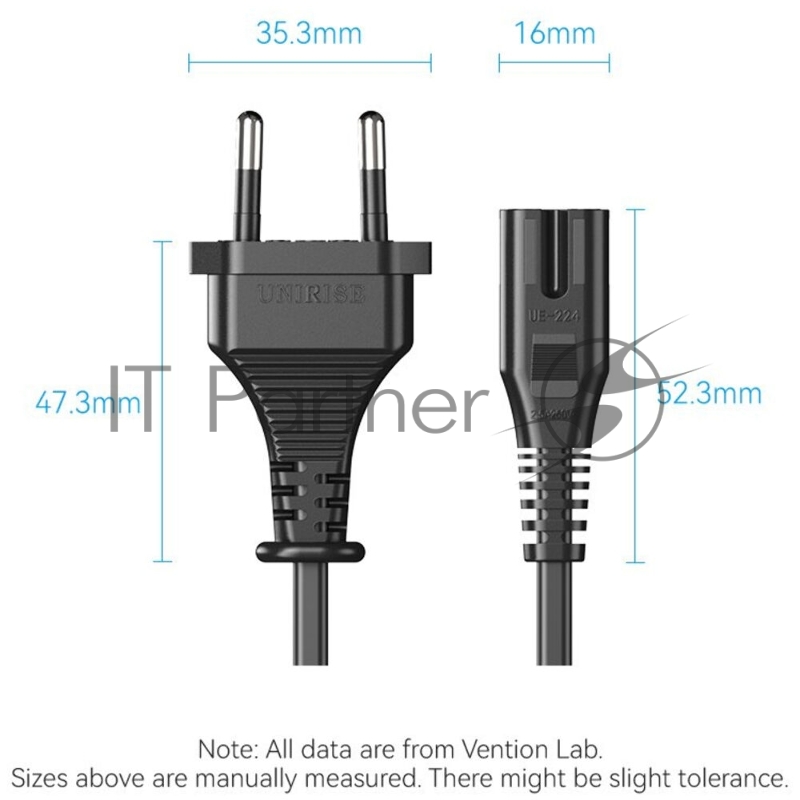 Кабель питания Vention C7 - 1.8м. Чёрный