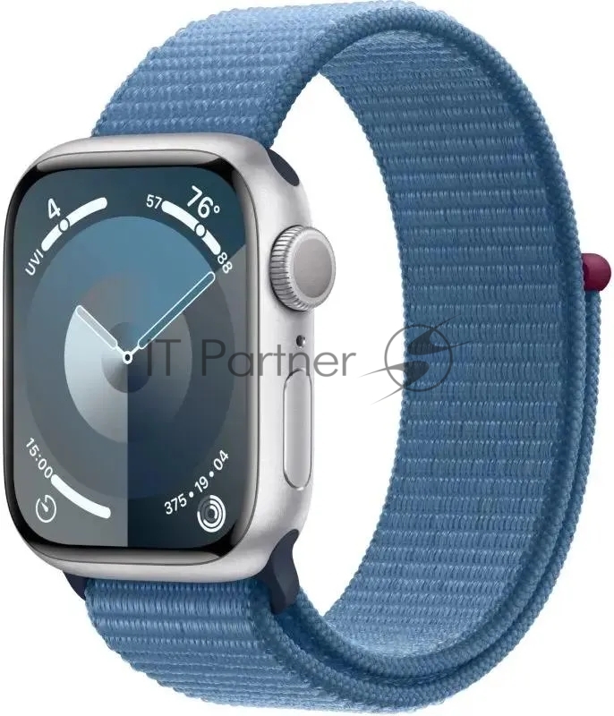 Смарт-часы Apple Watch Series 9 A2980 45мм OLED корп.серебристый Sport Loop рем.синий разм.брасл.:145-220мм (MR9F3LW/A)