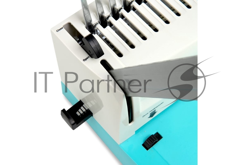 Переплетчик ГЕЛЕОС БП-16 бирюзово-белый на пластиковую пружину, А4, ручная перфорация 16 листов, переплет макс до 500 л., глубина перфорации 2-3-4-5 мм