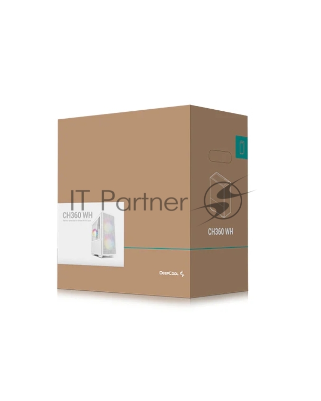 Корпус Deepcool CH360 WH без БП, боковое окно (закаленное стекло), 2x140мм ARGB LED вентилятор спереди и 1x120мм ARGB LED вентилятор сзади, белый, mATX