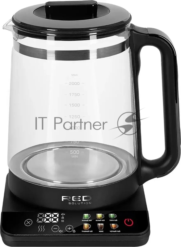 Чайник электрический Red Solution KG1330D 2л. 2000Вт прозрачный/черный корпус: пластик/стекло