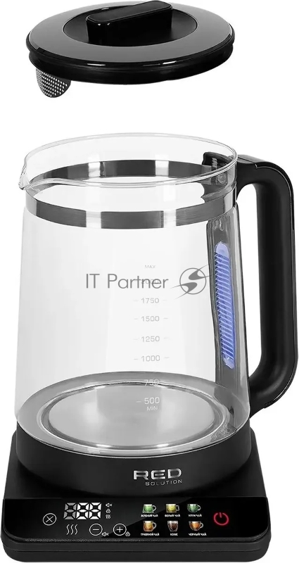 Чайник электрический Red Solution KG1330D 2л. 2000Вт прозрачный/черный корпус: пластик/стекло