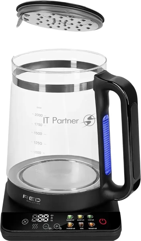 Чайник электрический Red Solution KG1330D 2л. 2000Вт прозрачный/черный корпус: пластик/стекло