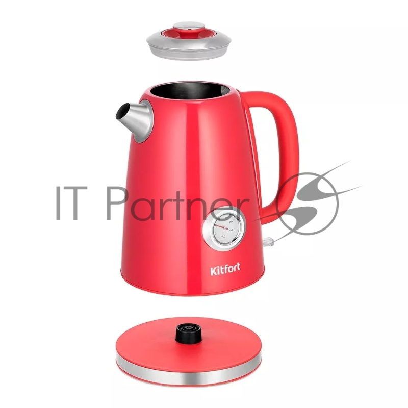 Чайник электрический Kitfort КТ-6665 1.7л. 2200Вт красный/нержавеющая сталь корпус: нерж.сталь/пластик