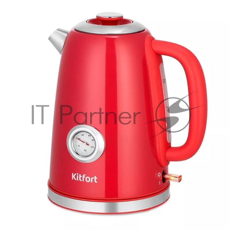 Чайник электрический Kitfort КТ-6665 1.7л. 2200Вт красный/нержавеющая сталь корпус: нерж.сталь/пластик
