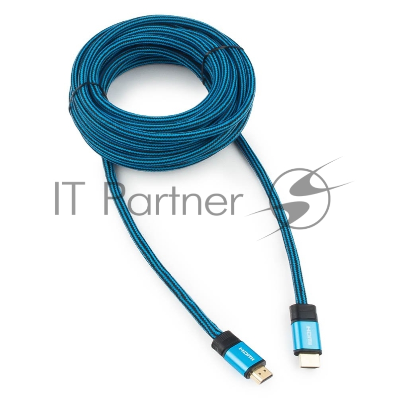 Кабель HDMI Cablexpert, серия Gold, 7,5 м, v1.4, M/M, синий, позол.разъемы, алюминиевый корпус, нейлоновая оплетка, коробка