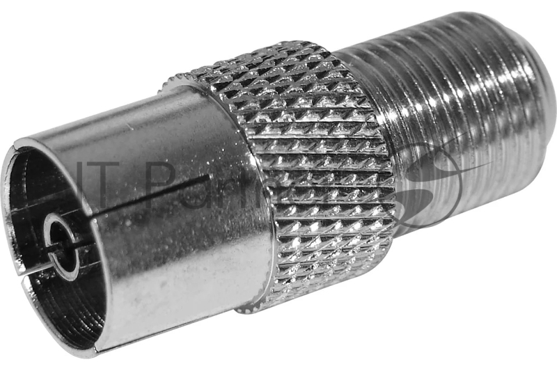 Переход гнездо F –гнездо TV. Коаксиальный переходник F на TV гнездо, никелированный сплав меди