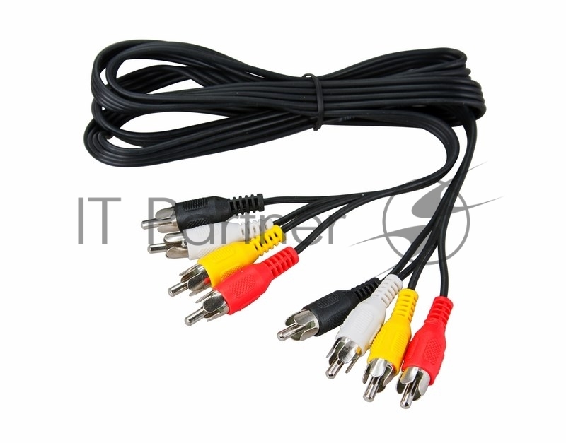 Шнур 4 RCA - 4 RCA, длина 1,5 метра, черный REXANT