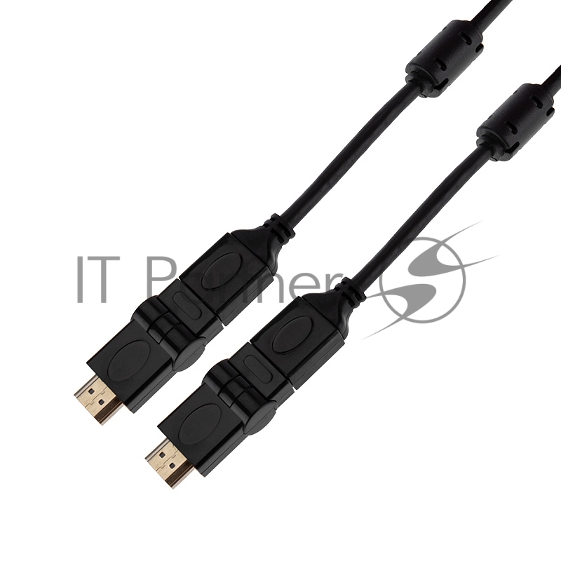 Шнур HDMI - HDMI с фильтрами, длина 2 метра, угловой 360° (GOLD) (PVC пакет) REXANT