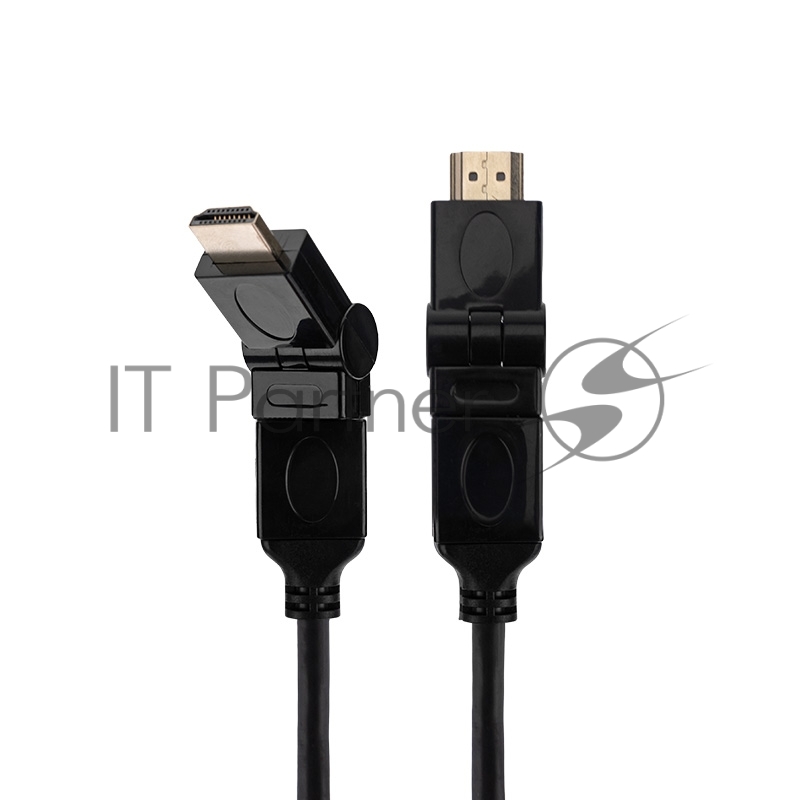 Шнур HDMI - HDMI с фильтрами, длина 2 метра, угловой 360° (GOLD) (PVC пакет) REXANT