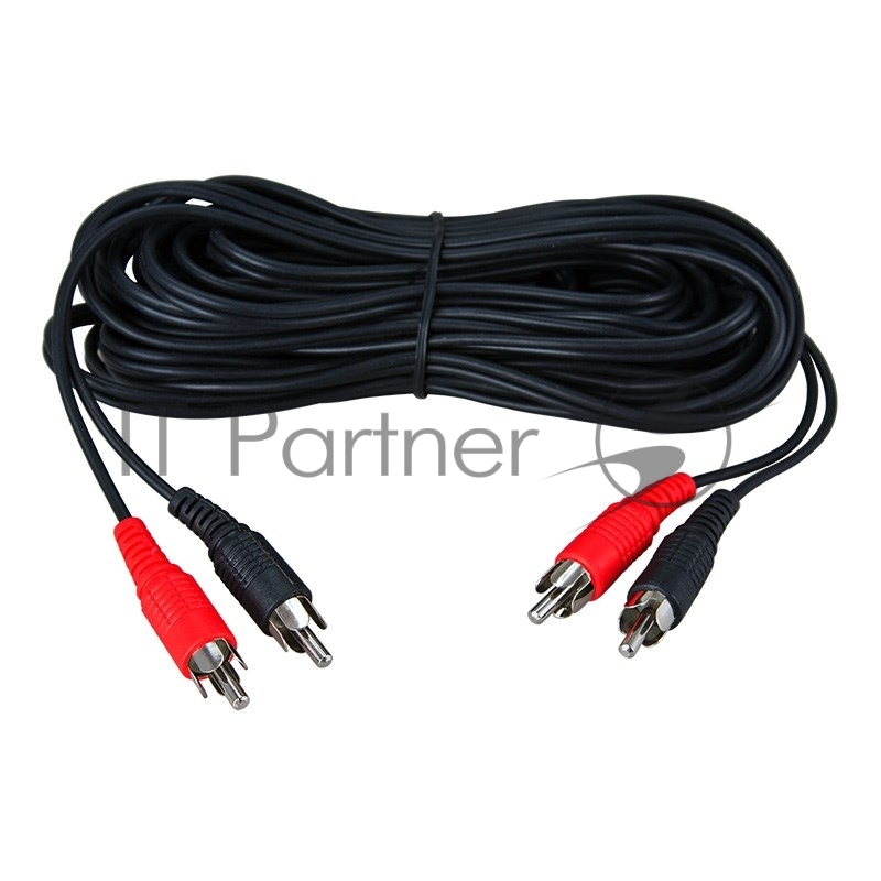 Шнур REXANT 2 RCA - 2 RCA, 1.5 м, черный (10 шт./уп.)