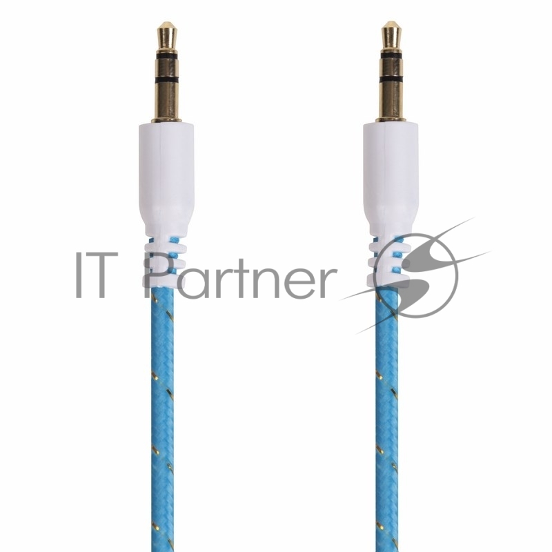 Аудиокабель AUX 3.5 мм в тканевой оплетке 1 м синий REXANT