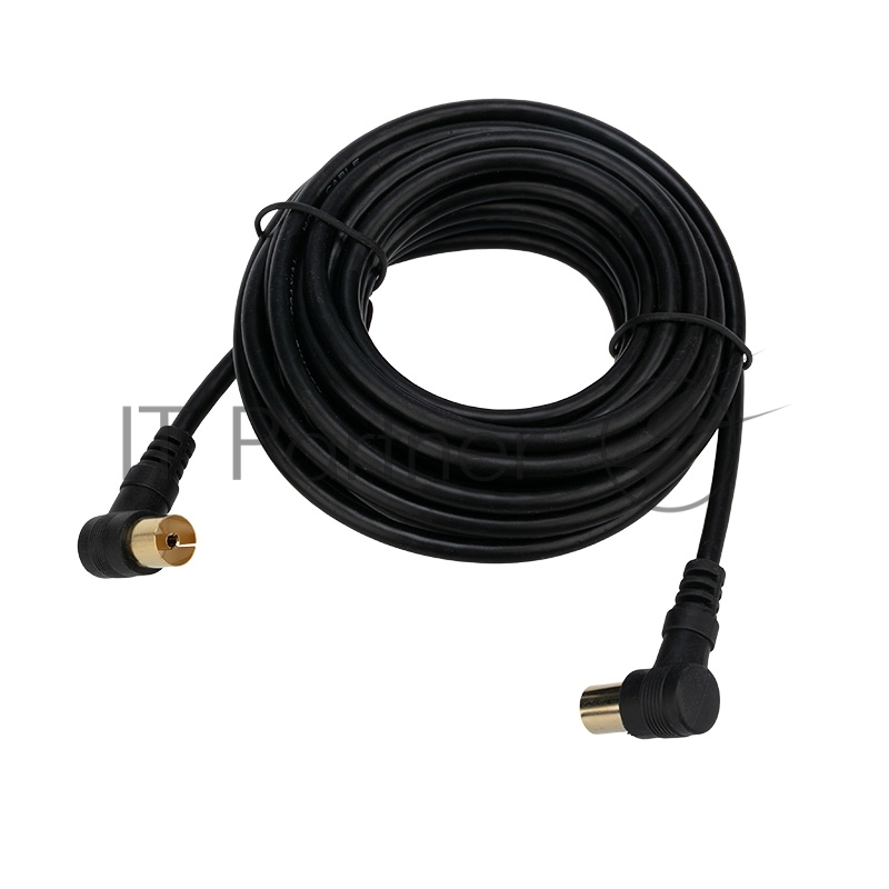 Шнур ТВ гнездо - ТВ штекер, угловой, длина 3 метра, черный REXANT