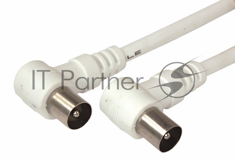 Шнур ТВ штекер - ТВ штекер, угловой, длина 1,5 метра, белый REXANT