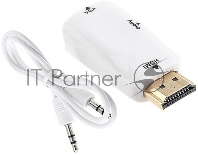 Переходник аудио-видео Premier 5-983AC HDMI (m)/VGA (f)/Jack 3.5 (f) белый