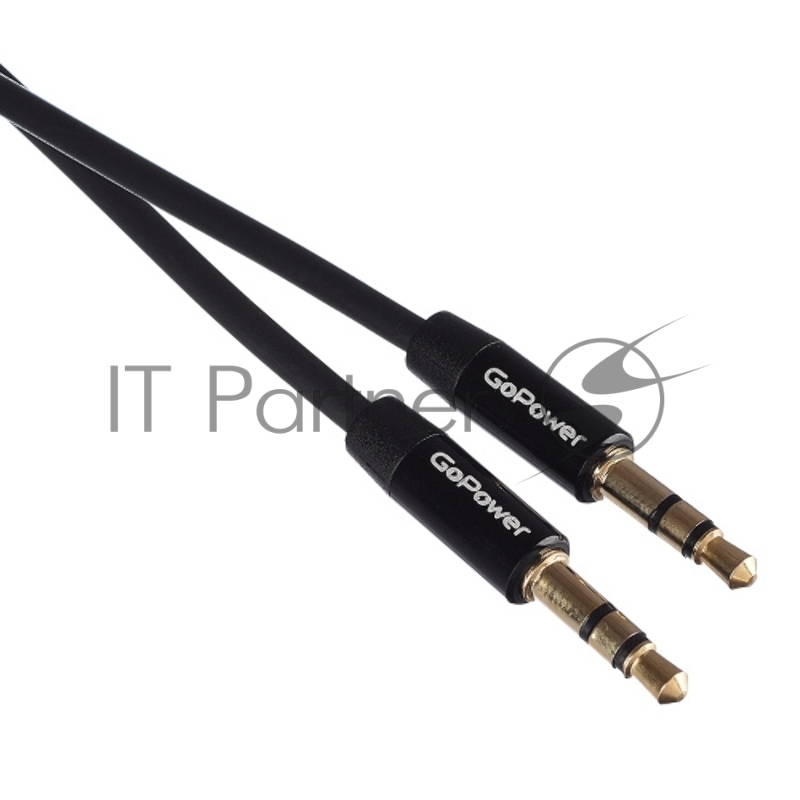 Кабель AUX GoPower Jack 3.5mm (m)-Jack 3.5mm (m) 1.0м TPE черный в пакете (1/500)