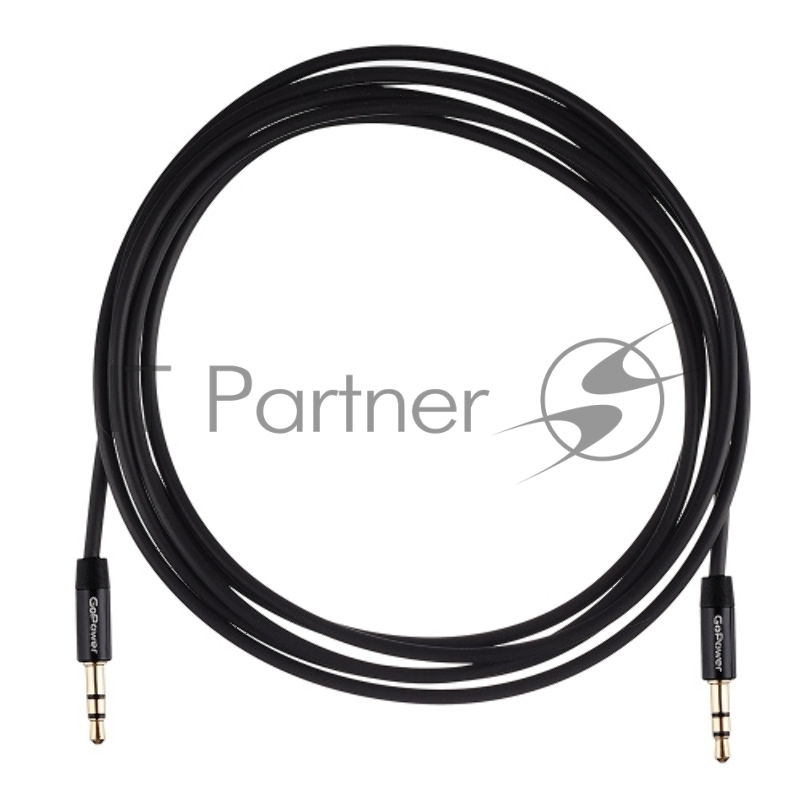 Кабель AUX GoPower Jack 3.5mm (m)-Jack 3.5mm (m) 1.0м TPE черный в пакете (1/500)