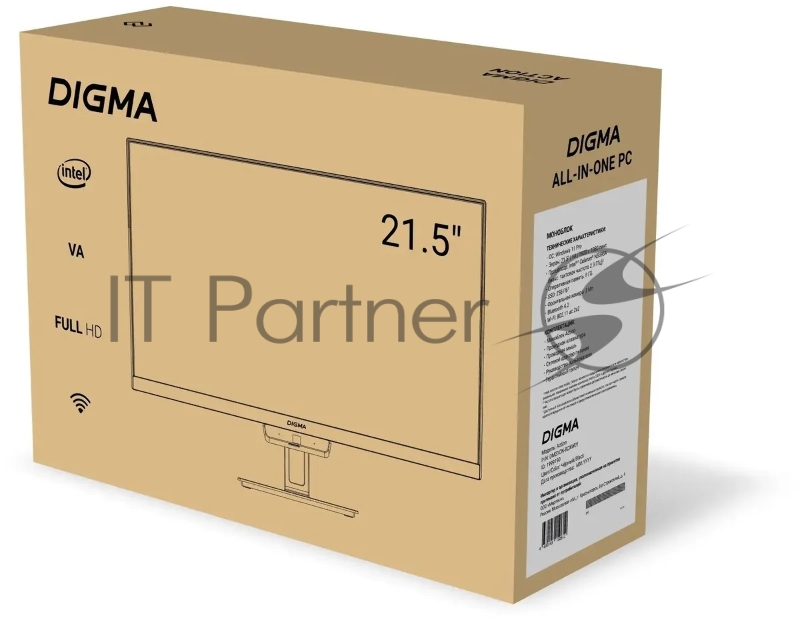 Моноблок Digma Action 21.5 Full HD Cel N5095A (2) 8Gb SSD256Gb UHDG 600 CR Windows 11 Professional GbitEth WiFi BT 36W клавиатура мышь Cam черный 1920x1080