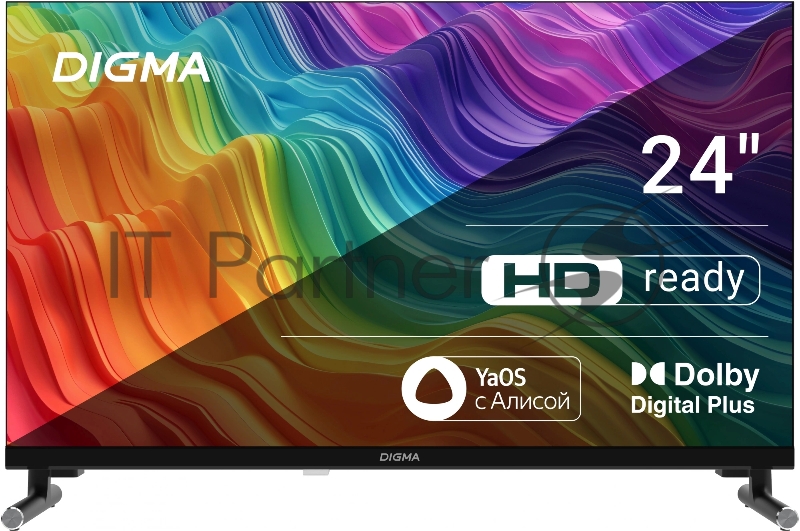 Телевизор LED Digma 24 DM-LED24SBB32 Яндекс.ТВ Frameless черный HD 60Hz DVB-T DVB-T2 DVB-C DVB-S DVB-S2 USB WiFi Smart TV