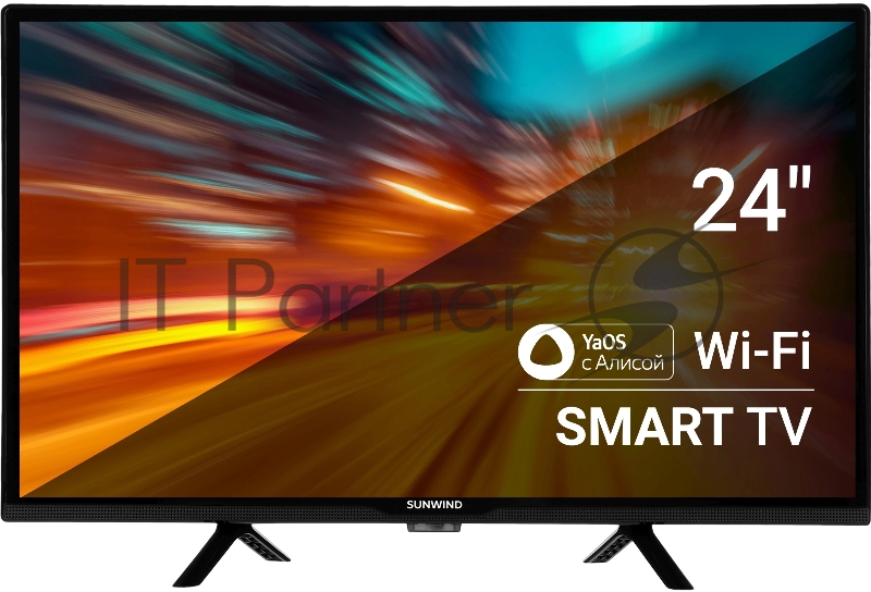 Телевизор LED SunWind 24 SUN-LED24XS310 Яндекс.ТВ черный HD 60Hz DVB-T DVB-T2 DVB-C DVB-S DVB-S2 USB WiFi Smart TV