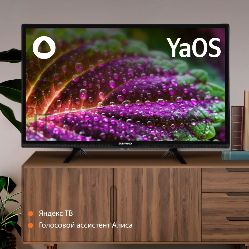 Телевизор LED SunWind 24 SUN-LED24XS310 Яндекс.ТВ черный HD 60Hz DVB-T DVB-T2 DVB-C DVB-S DVB-S2 USB WiFi Smart TV