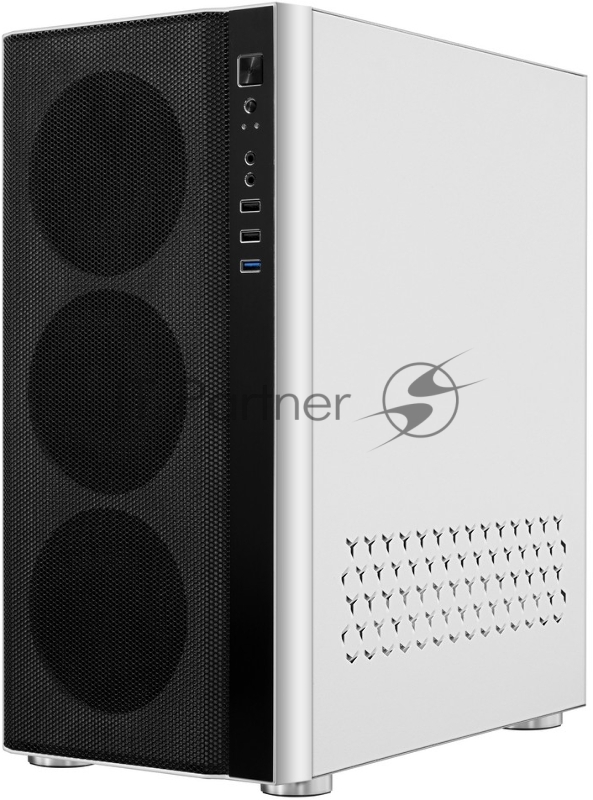 Корпус Ginzzu GL 185 White боковая дверца закаленное стекло на петлях на магнитах