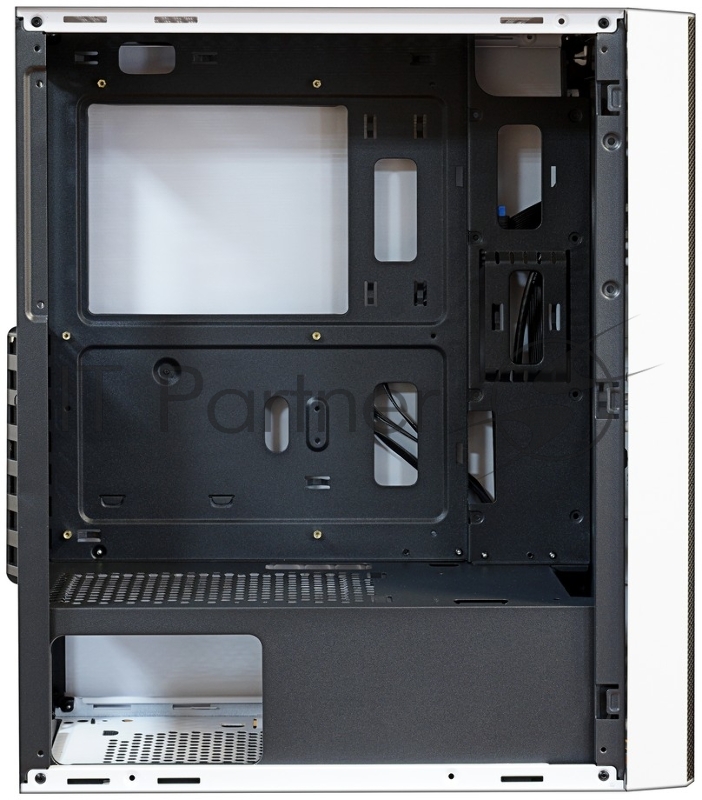 Корпус Ginzzu GL 185 White боковая дверца закаленное стекло на петлях на магнитах