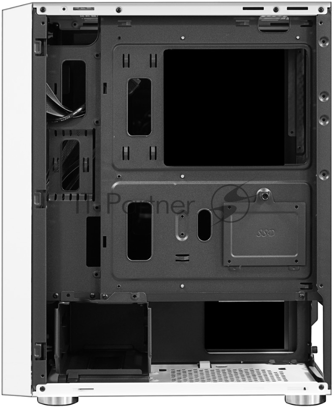 Корпус Ginzzu GL 185 White боковая дверца закаленное стекло на петлях на магнитах