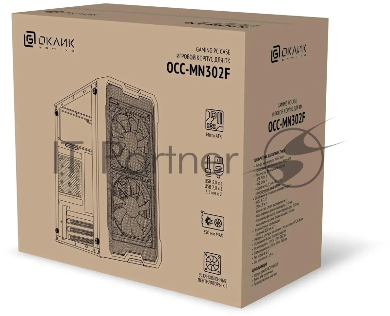 Корпус Оклик OCC-MN302F белый без БП mATX 1xUSB2.0 1xUSB3.0 audio