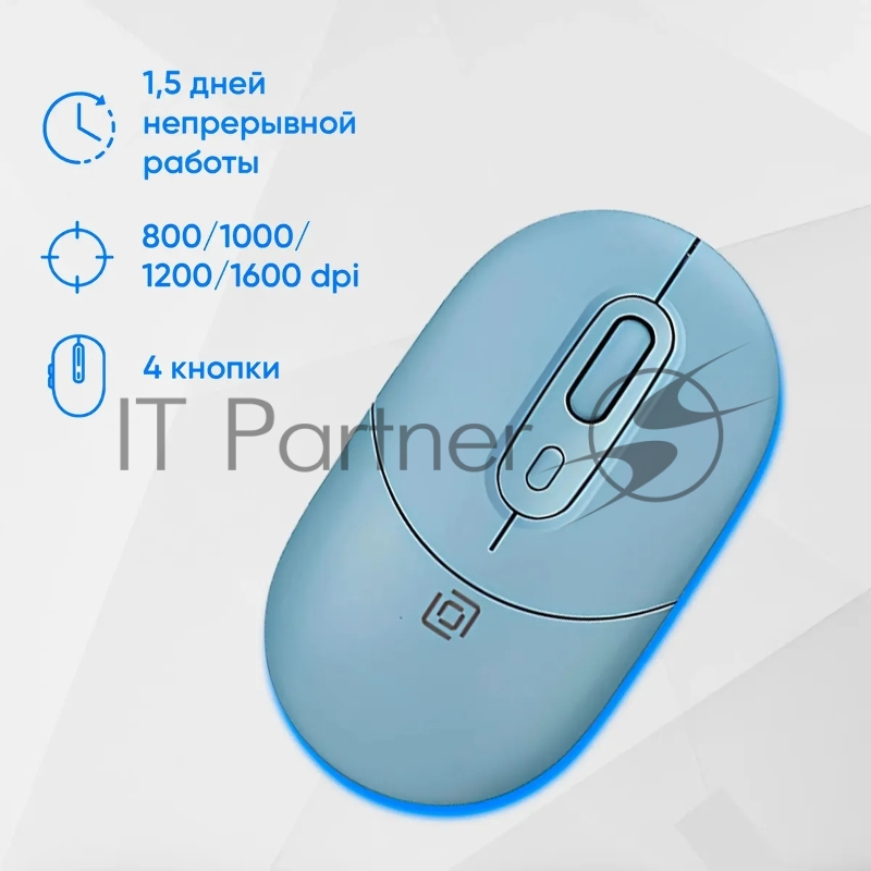 Клавиатура + мышь Оклик S265W клав:голубой мышь:голубой USB беспроводная Bluetooth/Радио Multimedia (1938927)