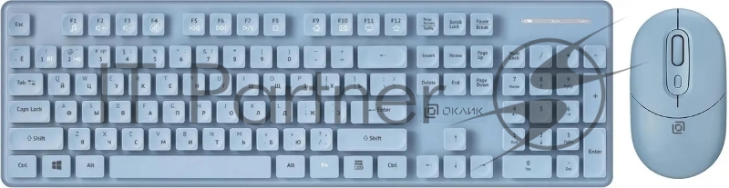Клавиатура + мышь Оклик S265W клав:голубой мышь:голубой USB беспроводная Bluetooth/Радио Multimedia (1938927)