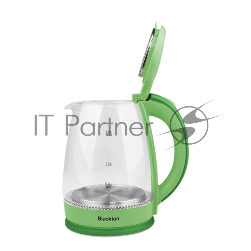 Чайник Blackton Bt KT1800G Fresh Green. Мощность: 1500 Вт, Максимальный объем: 1.8 л, Материал корпуса: Стекло, Длина электрошнура: Около 0.8 м, Внутренняя подсветка: Да, синяя