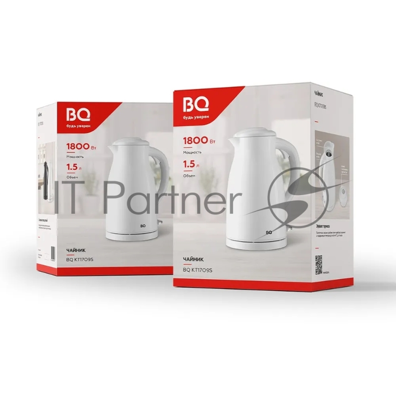 Чайник BQ KT1709S White. Мощность:1800/Объем:1,5/ Совершенство деталей/ Благодаря классическому цветовому решению прибор гармонично впишется в кухонный интерьер/ Эффект термоса/ Герметичная крышка и двойние стенки прибора сохраняют и поддерживают тем