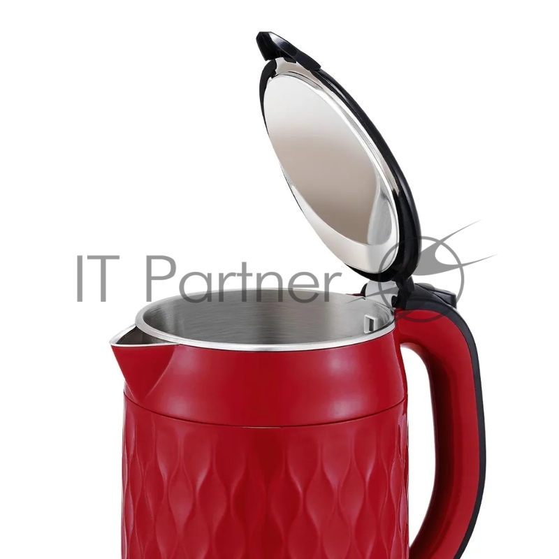 Чайник BQ KT1715P Red-Black. Мощность:1800 Вт/Объем 1,7л/ Двухслойный корпус, внутренная колба из нержавеющей стали препятствует соприкоснавению пластика с кипящей водой, внешняя поверхность выполнена из высококачественного пластика - корпус не нагре