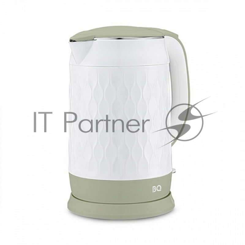 Чайник BQ KT1715P White-Olive. Мощность:1800 Вт/Объем 1,7л/ Двухслойный корпус, внутренная колба из нержавеющей стали препятствует соприкоснавению пластика с кипящей водой, внешняя поверхность выполнена из высококачественного пластика - корпус не наг
