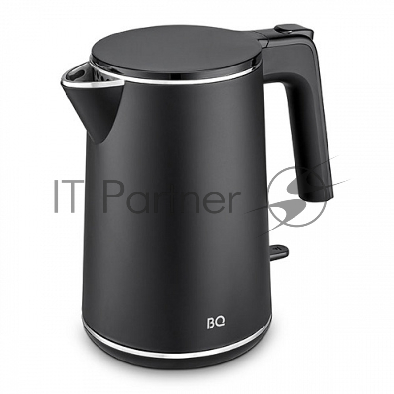 Чайник BQ KT1716P Black. Мощность:1800 Вт/Объем 1л/ Двухслойный корпус, внутренная колба из нержавеющей стали препятствует соприкоснавению пластика с кипящей водой, внешняя поверхность выполнена из высококачественного пластика - корпус не нагревается