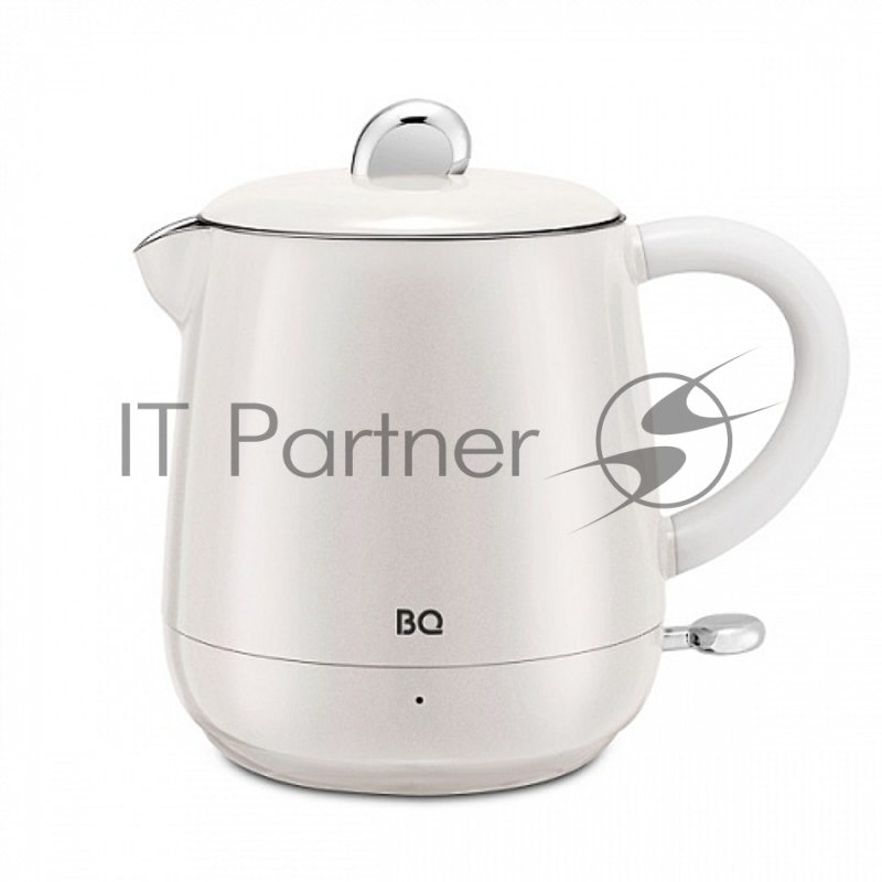 Чайник BQ KT1717P Pearl. Мощность:1000 Вт/Объем 0,6л/ Двухслойный корпус, внутренная колба из нержавеющей стали препятствует соприкоснавению пластика с кипящей водой, внешняя поверхность выполнена из высококачественного пластика - корпус не нагревает