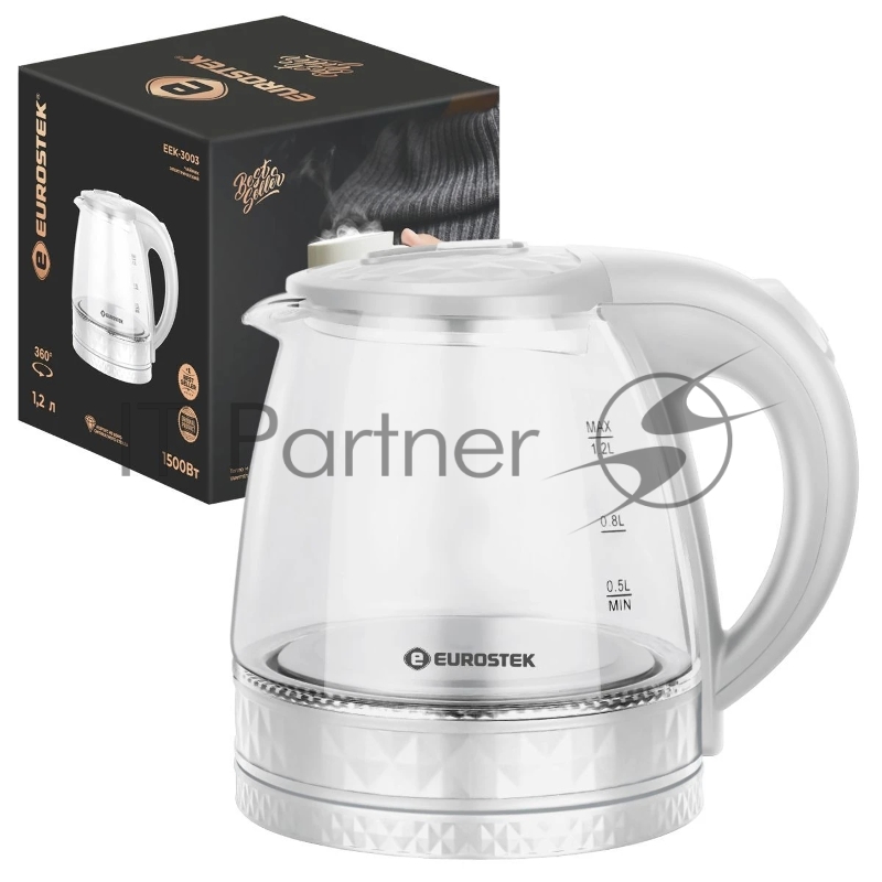Чайник EUROSTEK EEK-3003, 1.2л, стекло