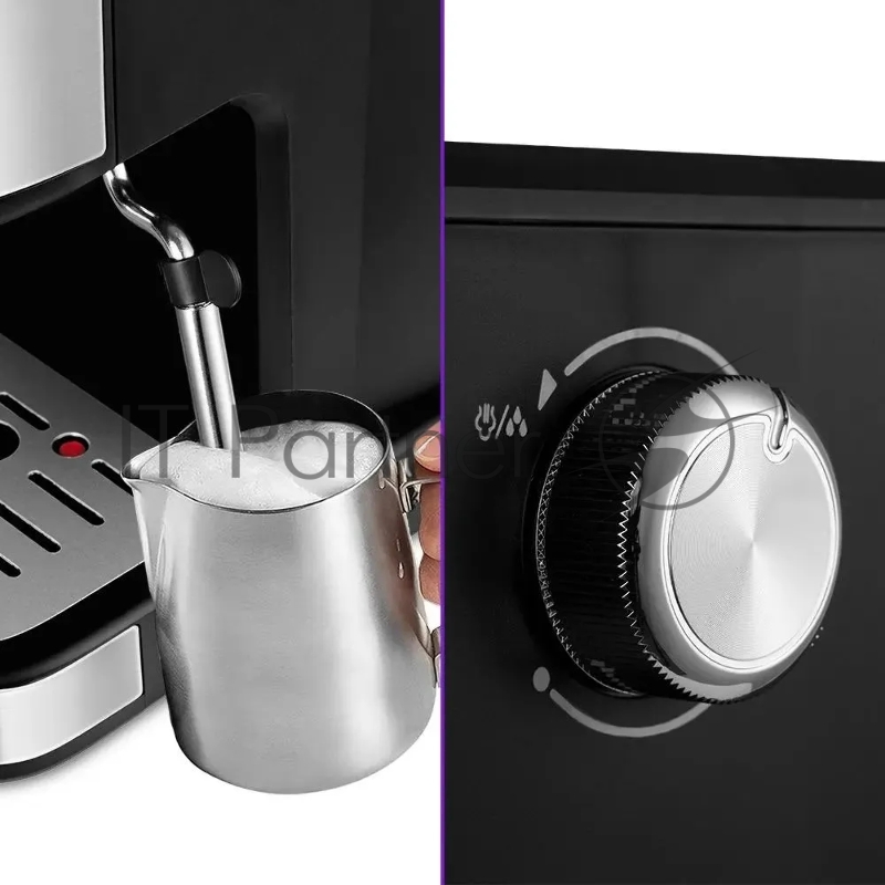 Кофеварка рожковая Kitfort КТ-7225 850Вт нержавеющая сталь/черный