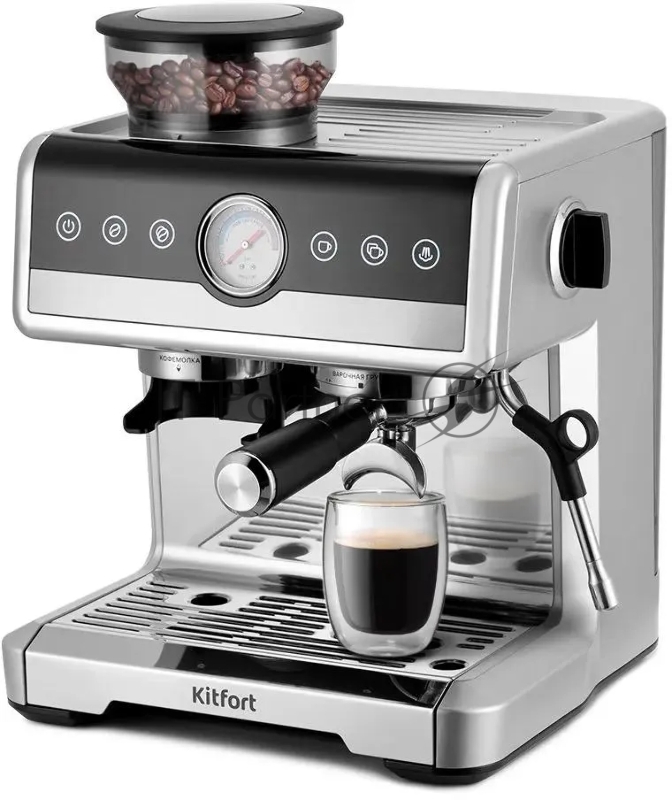 Кофеварка рожковая Kitfort КТ-7413 2250Вт нержавеющая сталь/черный
