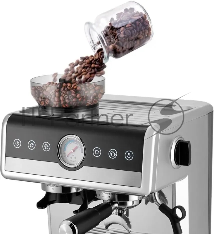 Кофеварка рожковая Kitfort КТ-7413 2250Вт нержавеющая сталь/черный