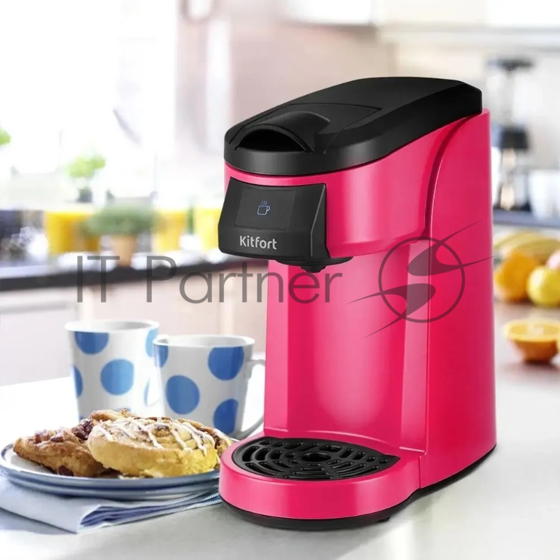 Кофеварка Kitfort КТ-7121-1 800Вт черный/малиновый