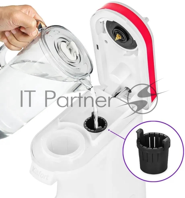 Кофеварка Kitfort КТ-7122-1 800Вт белый/малиновый