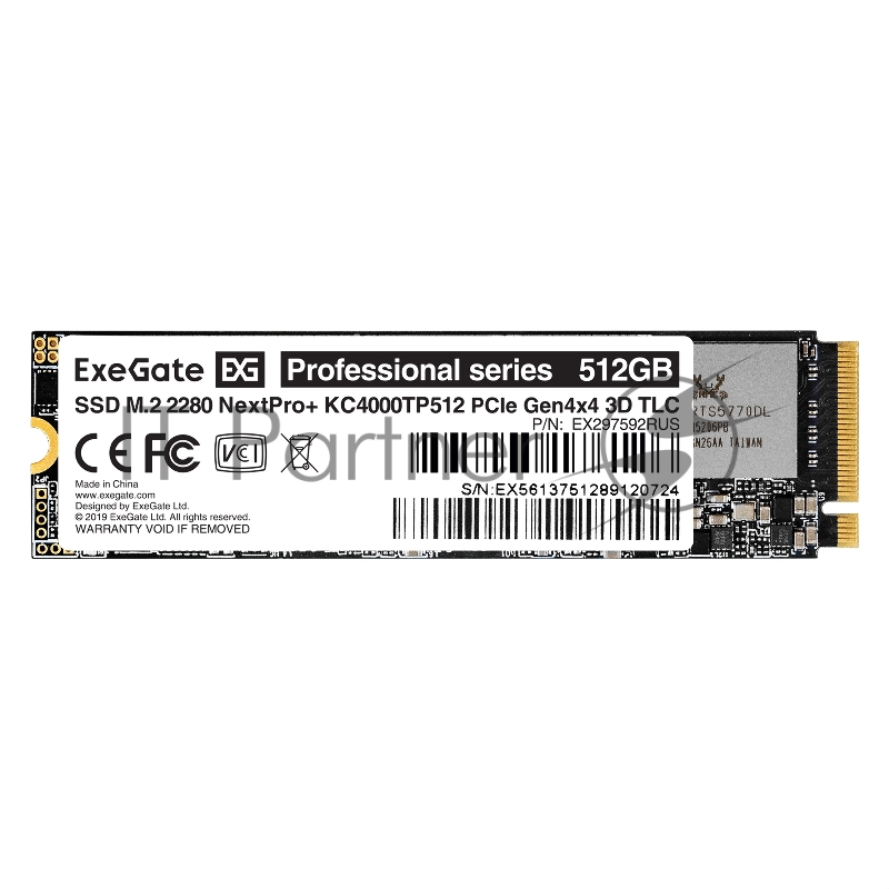 Накопитель SSD M.2 2280 512GB ExeGate NextPro+ KC4000TP512 (PCIe Gen4x4, NVMe, 22x80mm, 3D TLC)