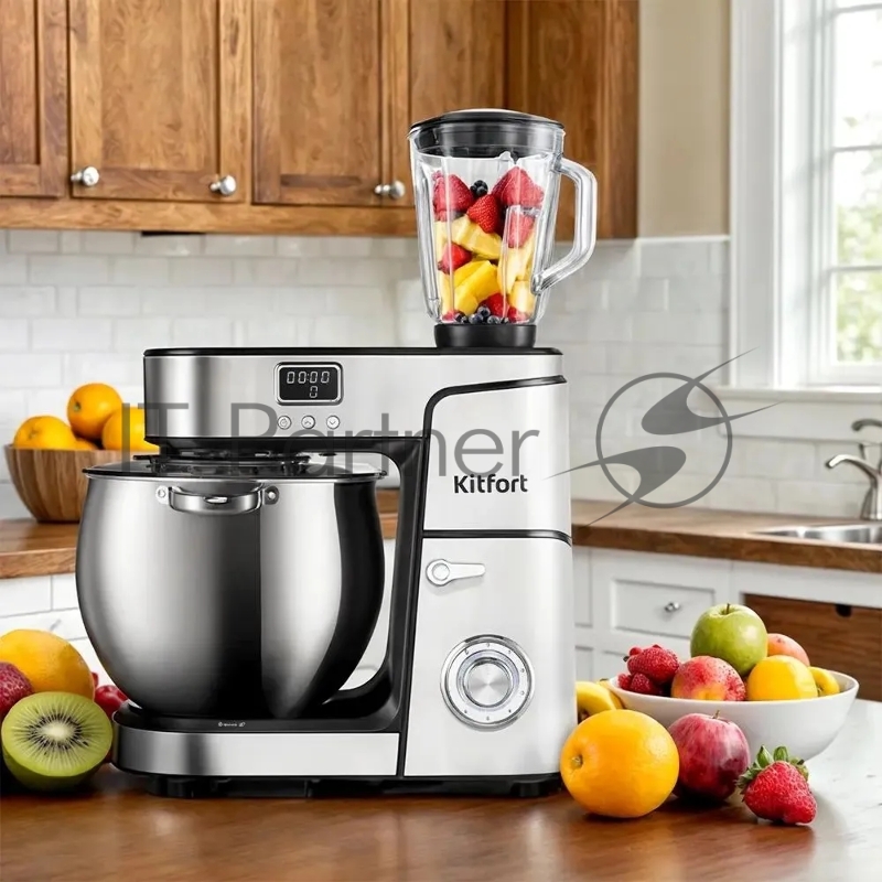 Миксер планетарный Kitfort КТ-3480 2000Вт серебристый/черный
