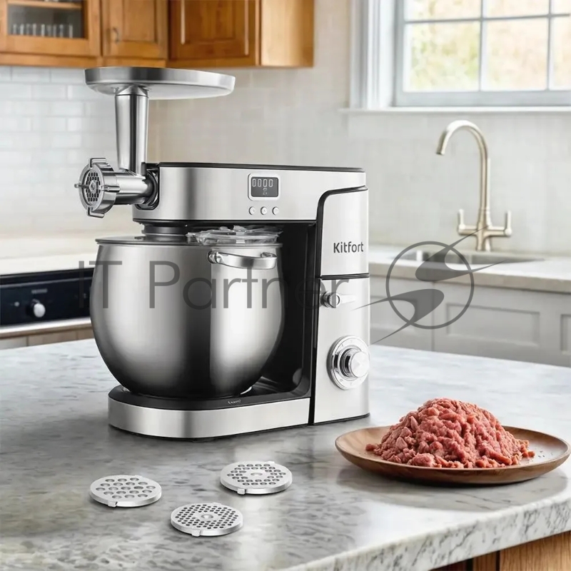 Миксер планетарный Kitfort КТ-3480 2000Вт серебристый/черный
